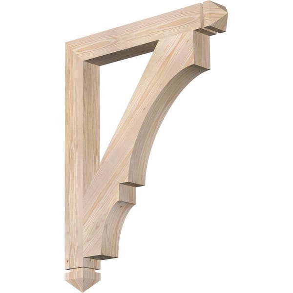 Ekena Millwork 3.5 in. x 36 in. x 28 in. Douglas Fir Balboa Arts and Crafts Smooth Bracket