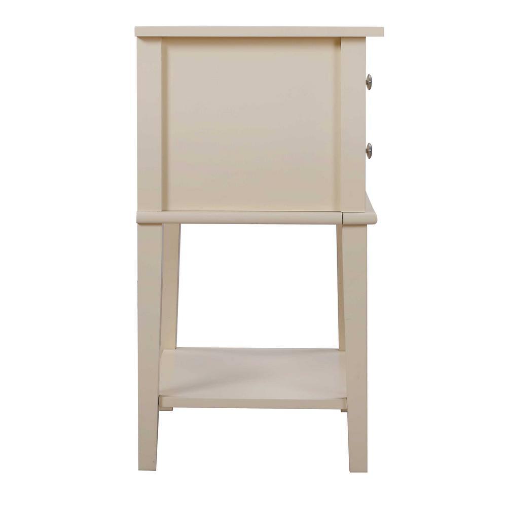 Newton Beige 2-Drawer Solid Wood Nightstand with Open Shelf