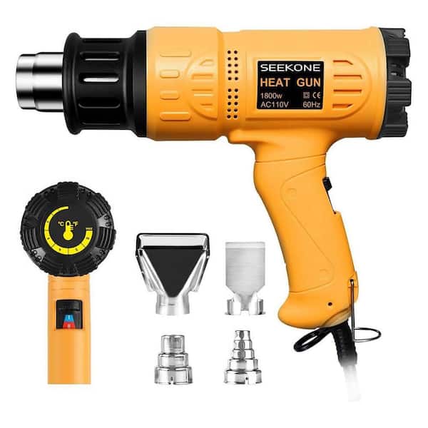 1800-Watt 122℉-1202℉ Heating Hot Air Gun Kit, Insulation Blowing Machine for Crafts Shrinking PVC Stripping Paint