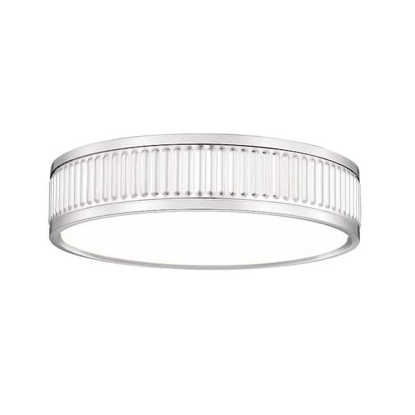 Stari 12.75 in. Brushed Nickel Integrated LED 1 Light Flush Mount with Frosted Acrylic Shade