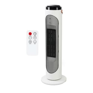 24.4 in.H 1500-Watt Electric Ceramic Space Heater Silent Adjustable Thermostat,3 Heat Settings Convector Heater, White