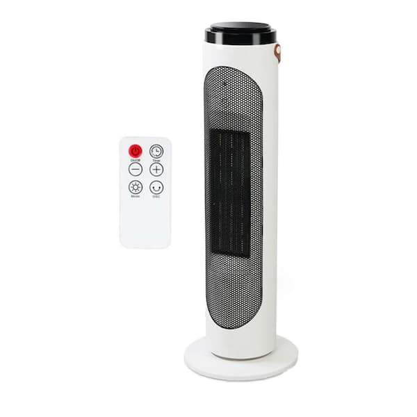 24.4 in.H 1500-Watt Electric Ceramic Space Heater Silent Adjustable Thermostat,3 Heat Settings Convector Heater, White