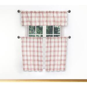 Garnet Plaid Rod Pocket Room Darkening Curtain - 15 in. W x 58 in. L (Set of 3)