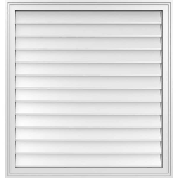 Ekena Millwork 34" x 36" Vertical Surface Mount PVC Gable Vent: Non-Functional with Brickmould Frame