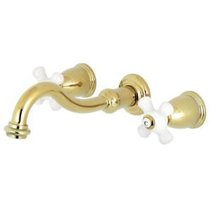 Restoration 2-Handle Wall Mount Claw Foot Tub Faucet in Polished Brass (Valve Included)