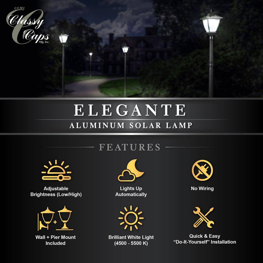 Black Aluminum LED Solar Post and Wall Light