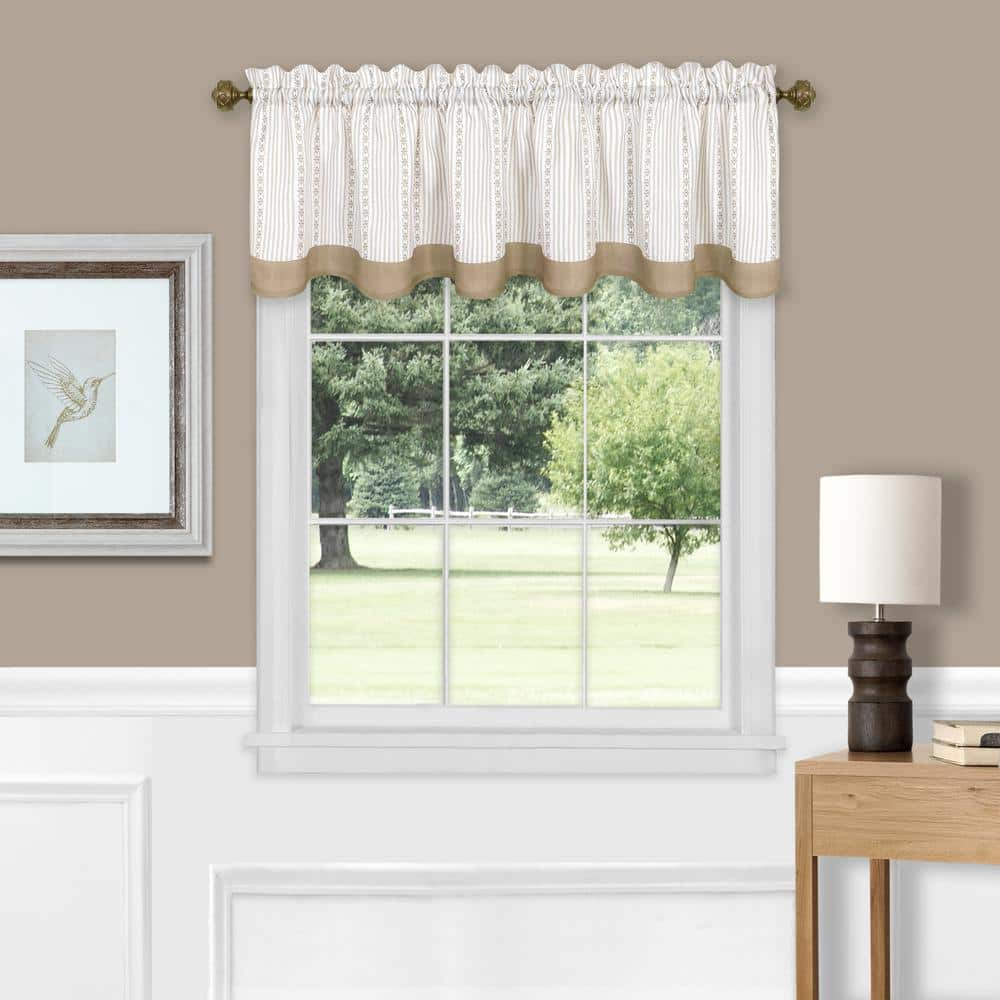 ACHIM Westport 14 in. L Polyester Window Curtain Valance in Taupe ...