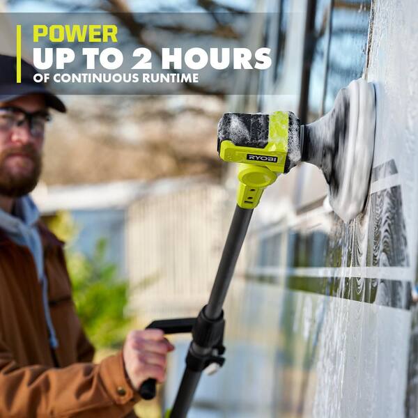 RYOBI ONE+ 18V Cordless Telescoping Power Scrubber Kit with
