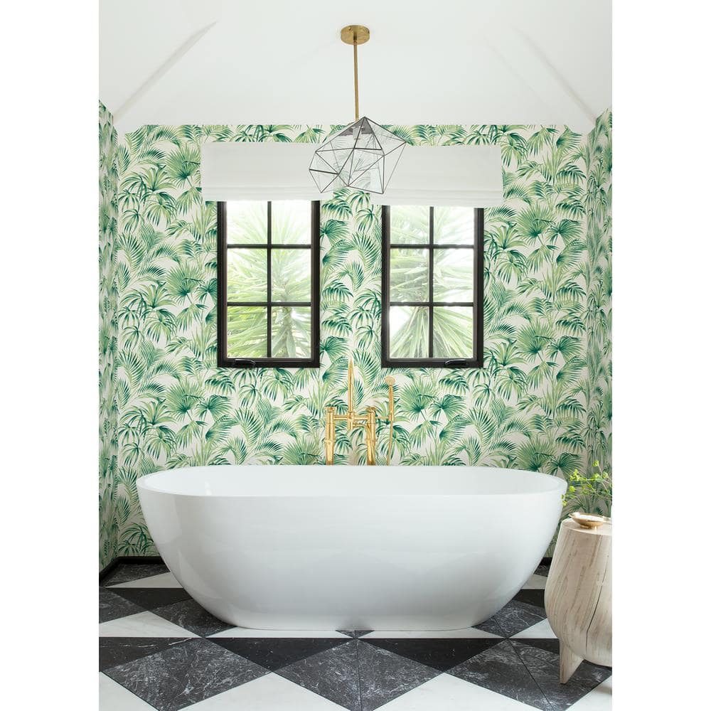 Manaus Green Palm Frond Pre-Pasted Washable Wallpaper