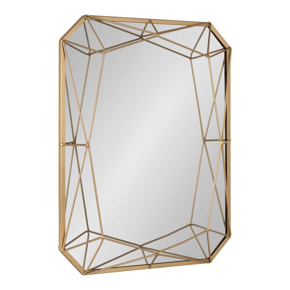 Keyleigh 31"x25.5" Gold Metal Geometric Rectangular Wall Mirror