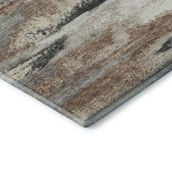Mayfield Premium Machine Washable Abstract AMF942 Taupe 3 ft. x 5 ft. Area Rug