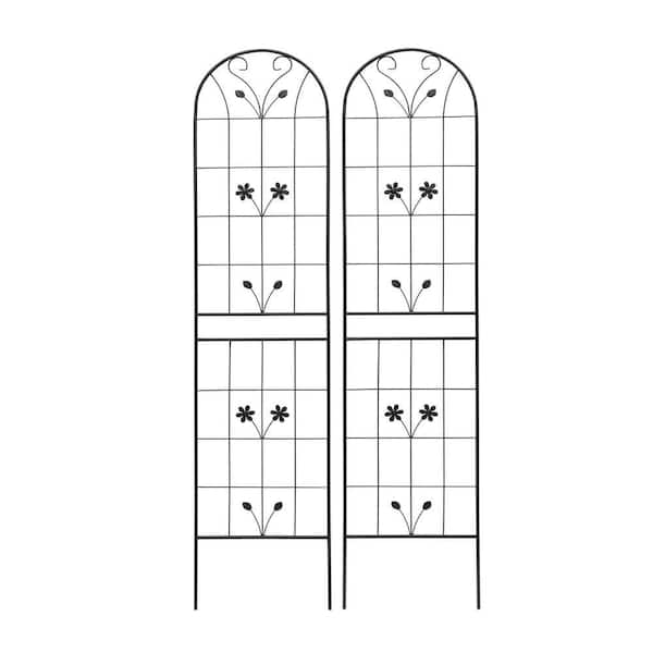 2-Pack 86.7 in. Metal Garden Trellis Rustproof Trellis for Climbing Plants Outdoor Flower Support Black