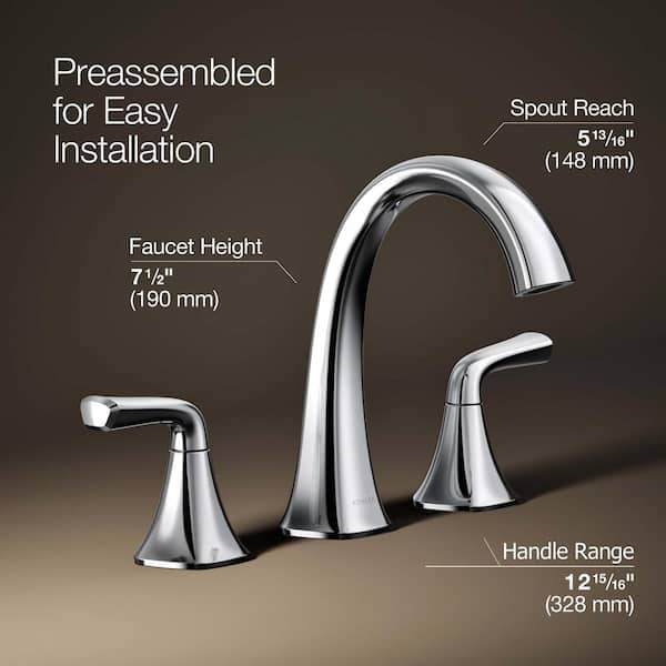 KOHLER Sundae 8 in. Widespread Double Handles Bathroom Faucet in