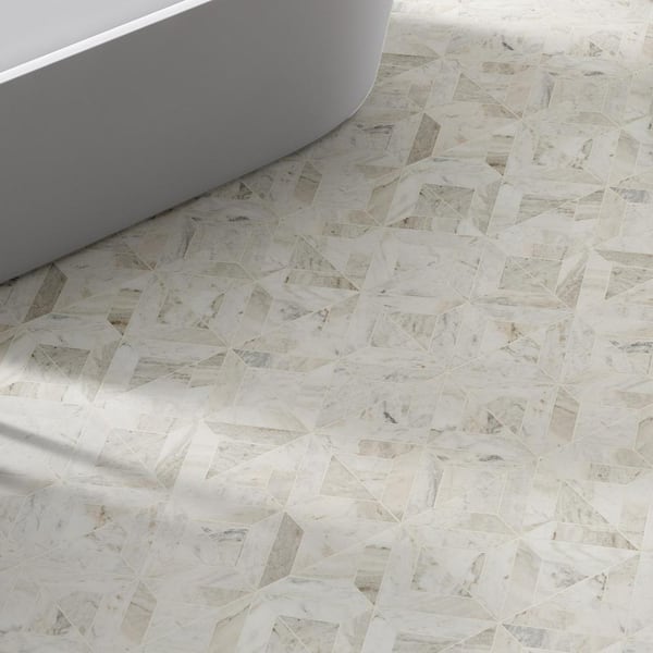 Arabescato Venato White Argyle 12 in. x 12 in. x 0.38 in. Honed Marble Mesh-Mounted Mosaic Tile (10 sq.ft./Case)