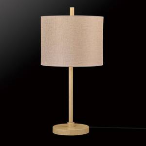22 in. Light Faux Wood Table Lamp with Jute Shade