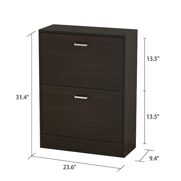 FUFU&GAGA Wood Shoe Storage Cabinet Shoe Rack Storage Organizer Black Gold  With 3-Drawers, 6-Foldable Compartments Max 24-Pairs KF020221-01-xin - The  Home Depot