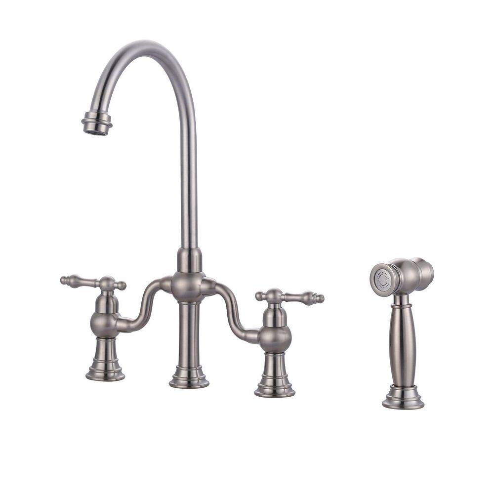 2-Handle Bridge Kitchen Faucet with Side Sprayer in Brushed Nickel price history on PriceWatchPro