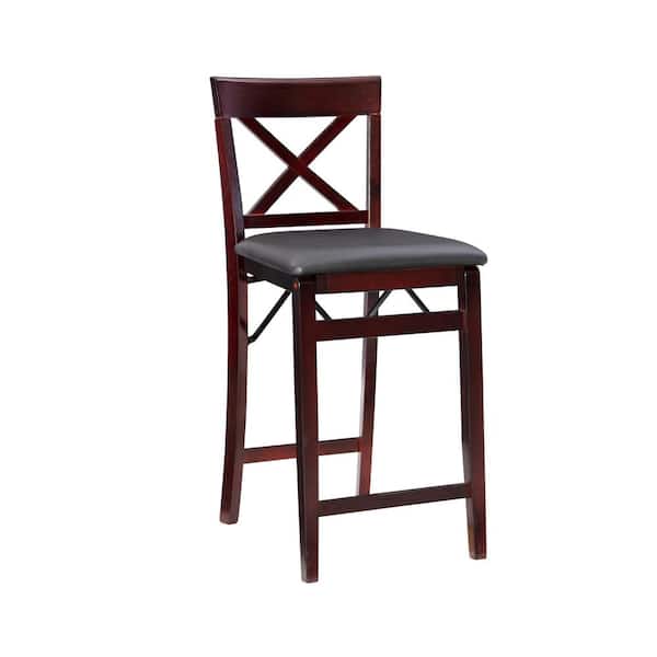 Linon Home Decor Kristen 37 in. H Merlot X-Back Wood 24 in. Seat Height Folding Counter Stool