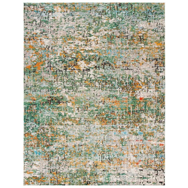 SAFAVIEH Madison Green/Turquoise 10 ft. x 14 ft. Abstract Gradient Area Rug