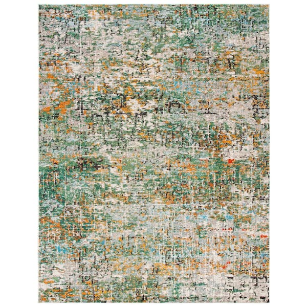 SAFAVIEH Madison Green/Turquoise 12 ft. x 18 ft. Abstract Gradient Area Rug