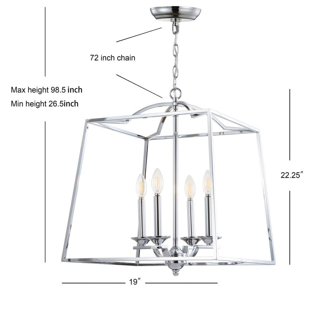 Gloria Polished Chrome 19" LED Lantern Pendant - Adjustable Height