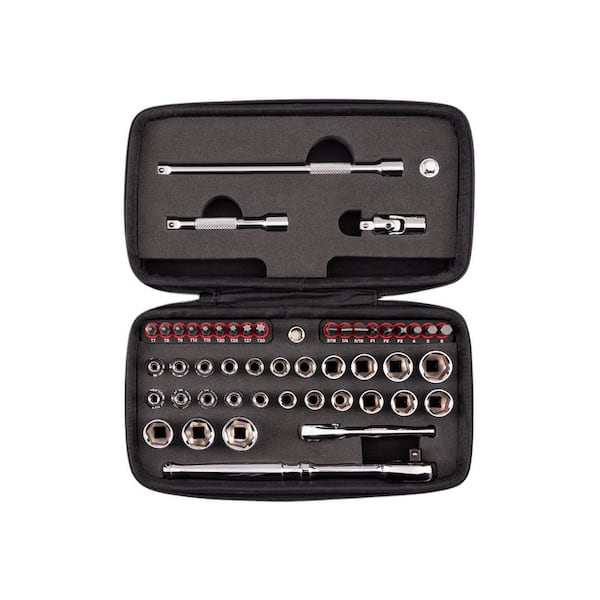 1/4 Inch Drive Small Engine Repair Kit with Quick-Release Ratchet and Case (50-Piece)