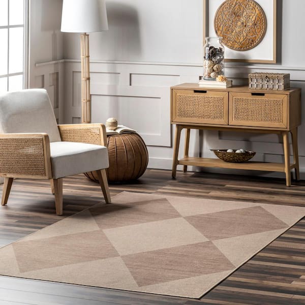 Simple Machine Washable Natural 5 ft. x 8 ft. Geometric Easy-Jute Area Rug
