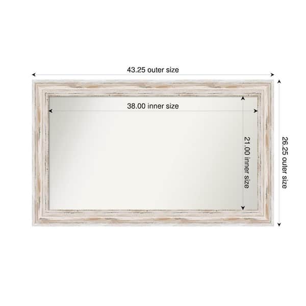 Amanti Art Alexandria Whitewash 43.25 in. x 26.25 in. Custom Non-Beveled Wood Framed Bathroom Vanity Wall Mirror