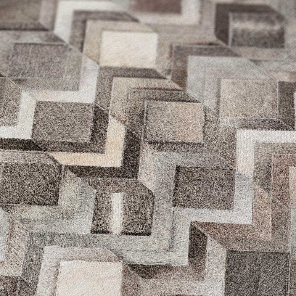 Gray Chevron Faux Hide Non-Skid Accent Rug 1'8" x 2'6"