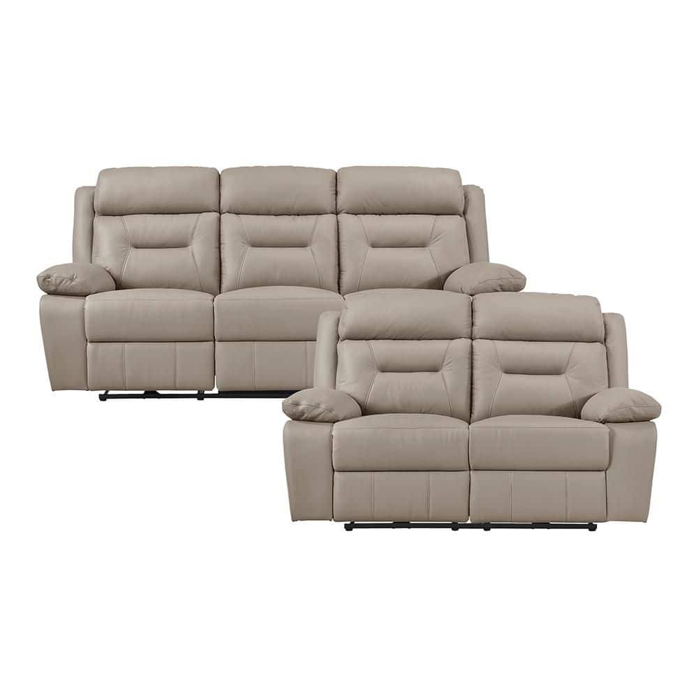 Lazzara Emillia 87 in. W Pillow Arm Leather Rectangle 2-Piece