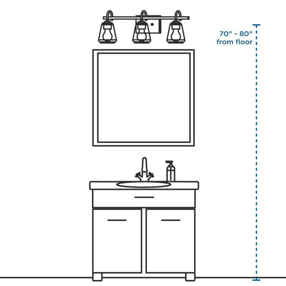 Brushed Nickel 3-Light Vanity with Clear Glass Shades