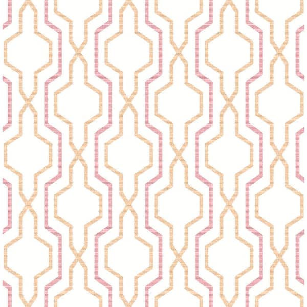A-Street Prints Pink Rion Orange Trellis Wallpaper Border Sample