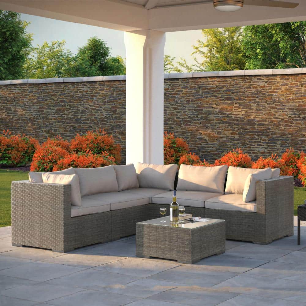 Balkene Home Sino Wicker Patio Sectional Sofa - Thumbnail 3