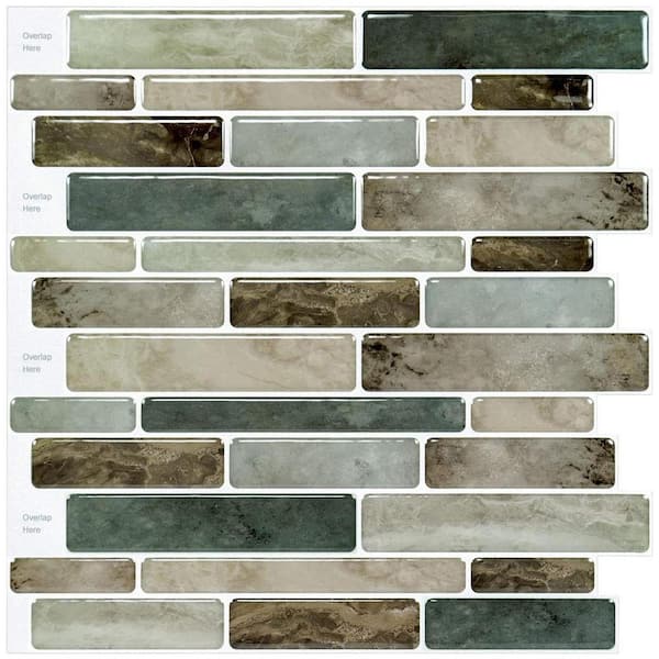 Dark Brown 12 in. x 12 in. Vinyl Peel and Stick Backsplash 10-Pack