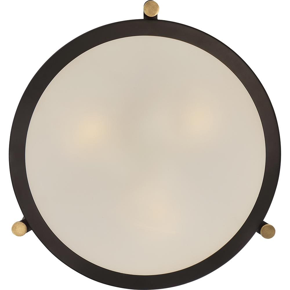Western Bronze Glass Drum Semi-Flush Mount Light