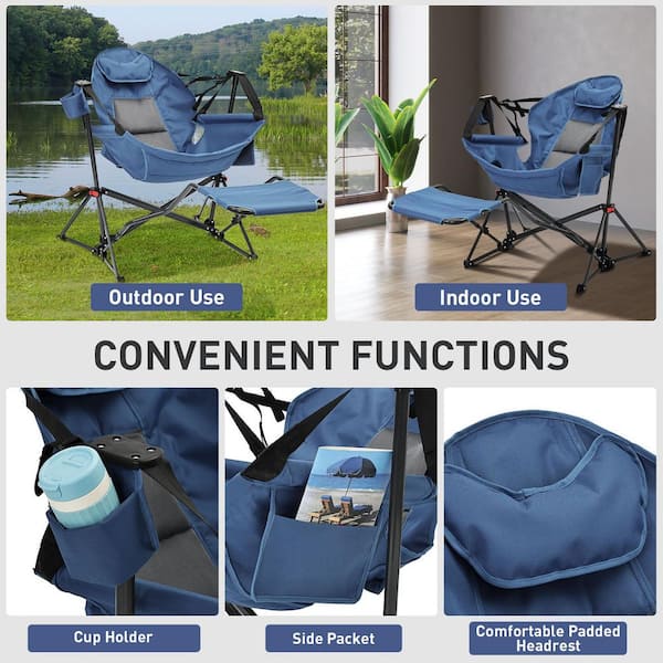 Hammock Camping Chair Blue Mesh Fabric Chair with