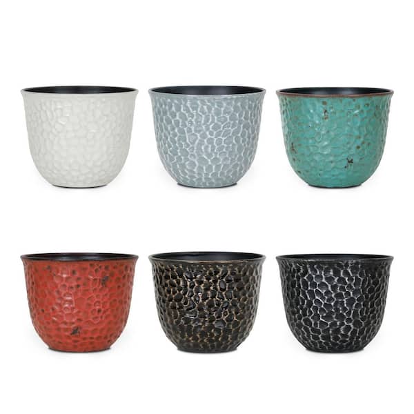 Worth Garden 8 in. Dia. Multicolor Plastic Plant Pots (6-Pack)