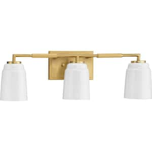 Spenser Collection 3-Light Brushed Gold Industrial Vanity Light