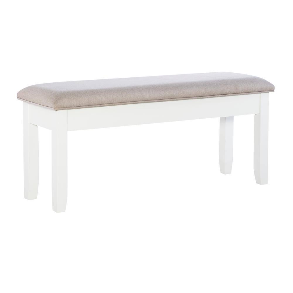 Twyla Grey Upholstered Storage Bench with Vanilla White Finish