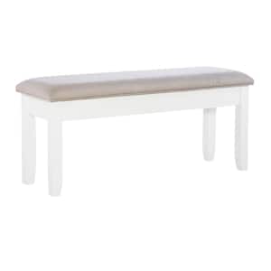 Twyla Grey Upholstered Storage Bench with Vanilla White Finish