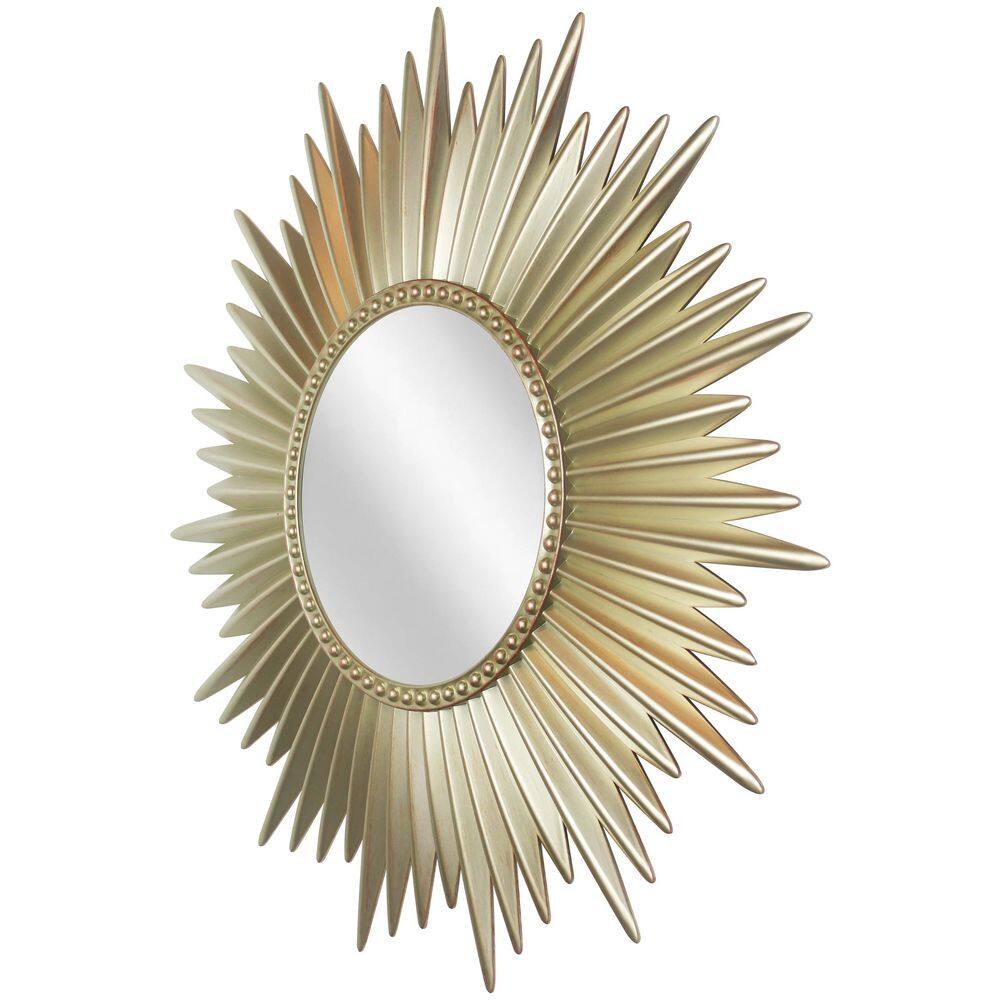 Elegant 24" Sunburst Wall Mirror in Light Gold Finish