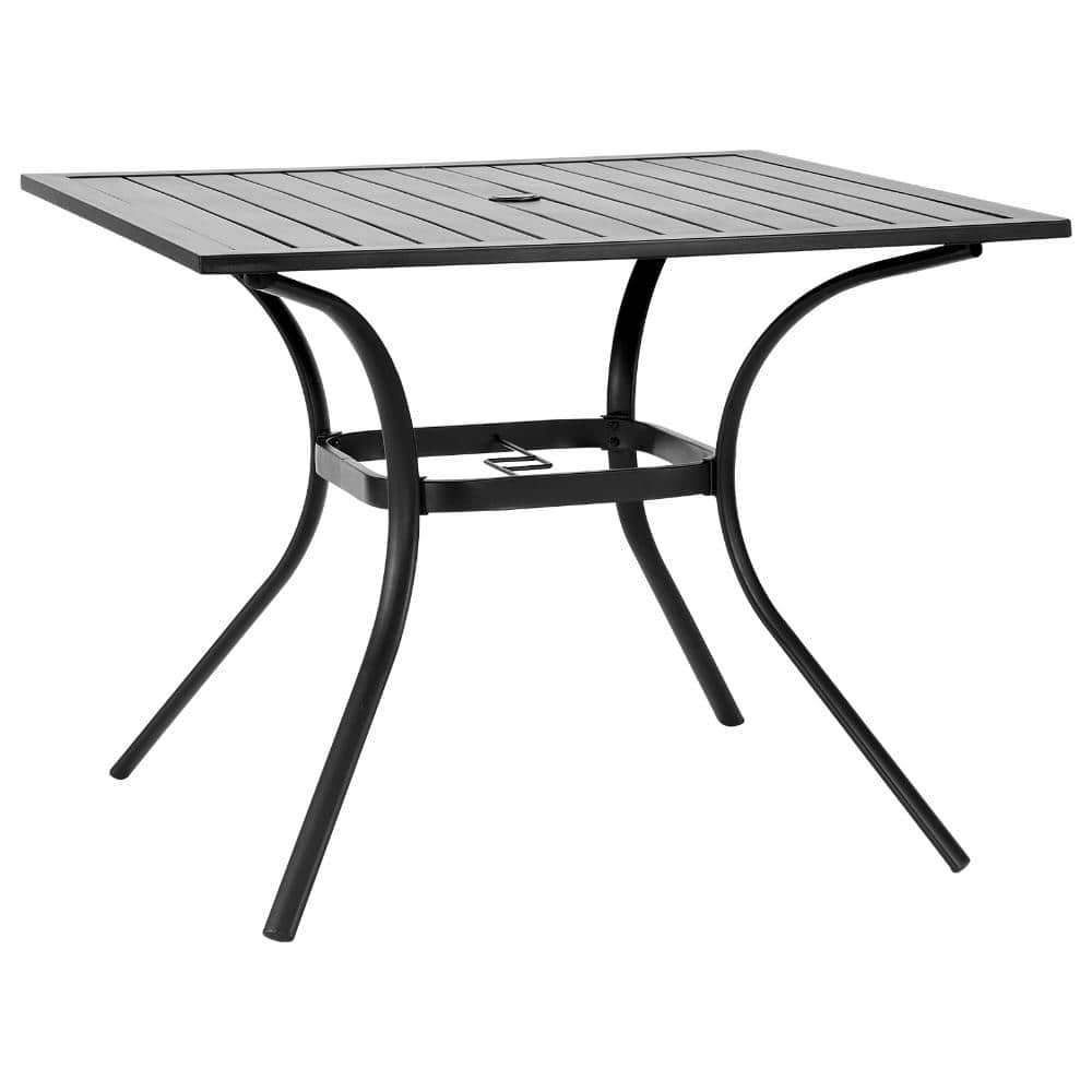 37 in. Square Patio Dining Table, Outdoor Metal Steel Bistro Table with 1.5 in. Umbrella Hole, Black price history on PriceWatchPro