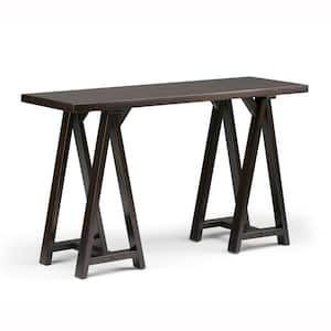 Sawhorse 50 in. Dark Chestnut Brown Standard Rectangle Wood Console Table
