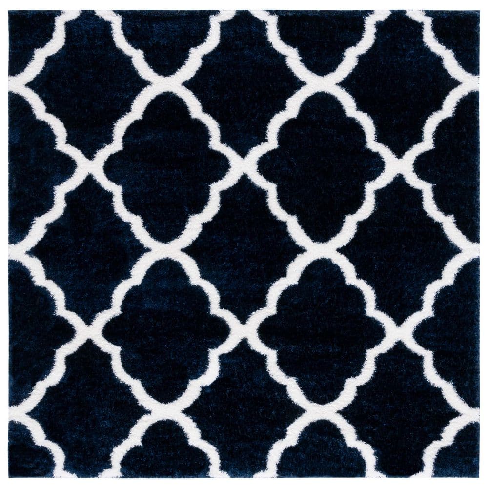 Tahoe Shag 7 ft. x 7 ft. Navy/White Trellis Diamond Square Area Rug price history on PriceWatchPro