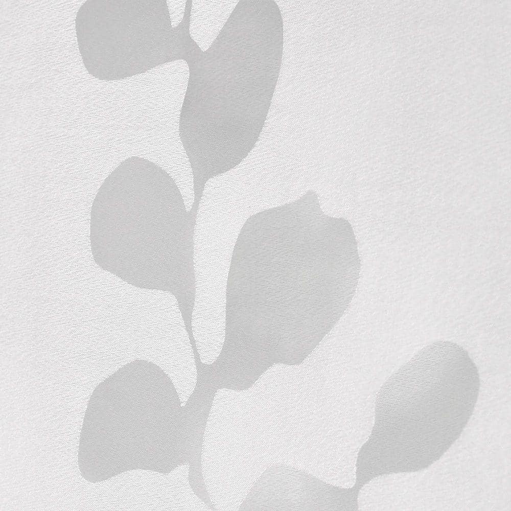 White Sheer Leaf Pattern Grommet Curtain Panels