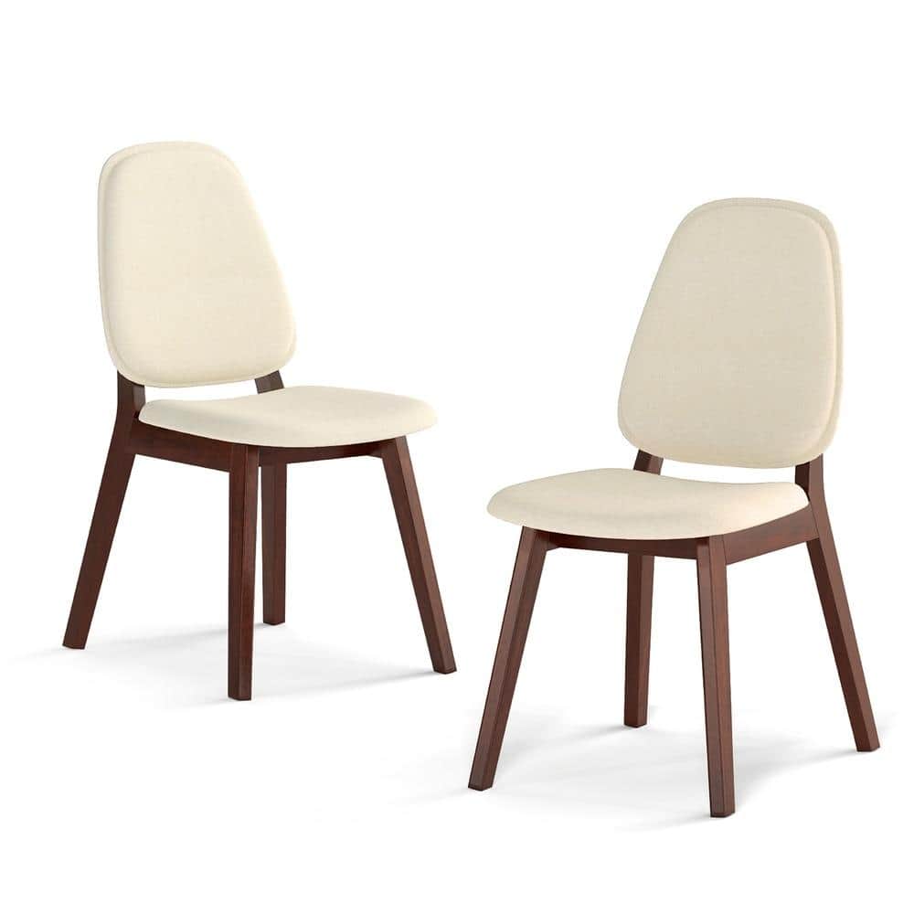 Wooden Dining Chair Set of 2 Mid-Century Modern Upholstered Side Armless Chair-Brown price history on PriceWatchPro