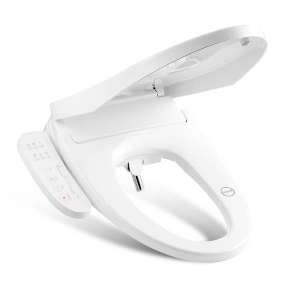 Bidet Toilet Seat Electric Bidet Seat for Existing Smart Toilet Elongated Toilet Seat with Side Arm Control in White