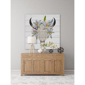 24 in. H x 24 in. W "Floral Crown Skull" by Marmont Hill Printed White Wood Wall Art