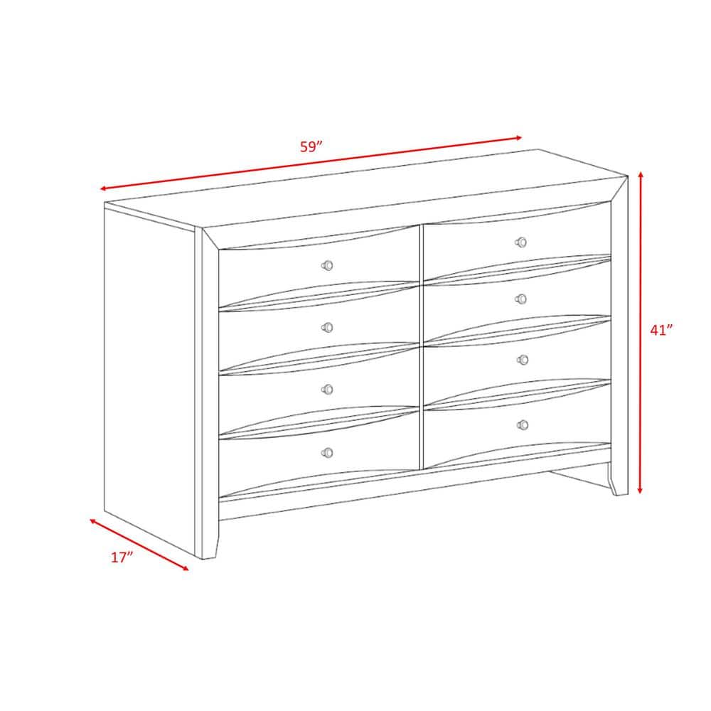 Mahogany Brown Double Dresser with Dovetail Drawers