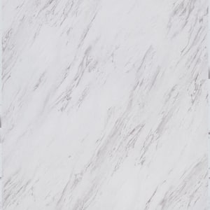 Carrara Marble 4 MIL 12 in. W x 24 in. L Peel and Stick Waterproof Vinyl Tile Flooring (20 sqft/case)